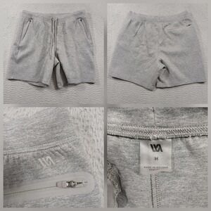 Men's Gray Athletic Lounge Shorts Size M Drawstring Zip Pocket